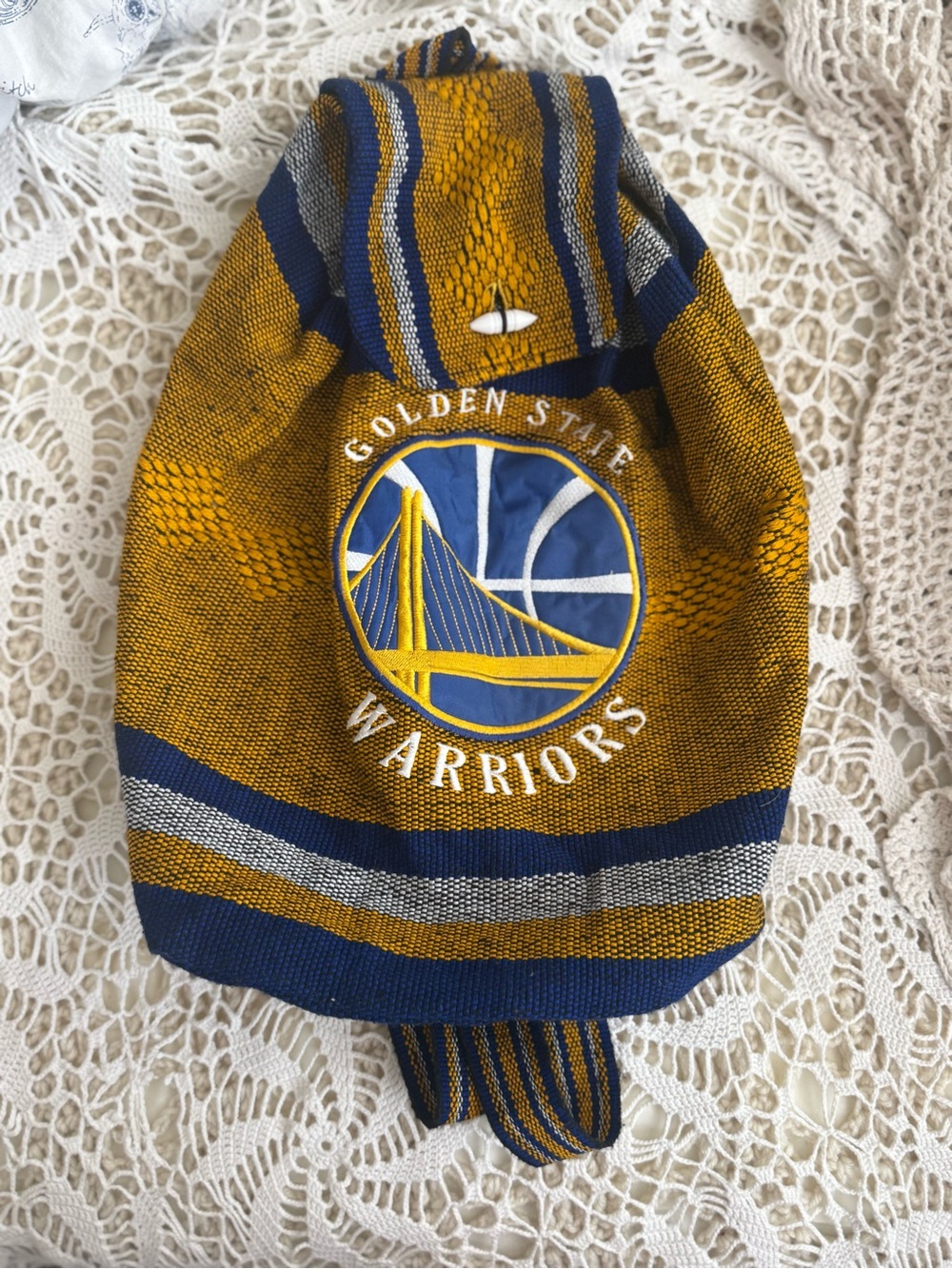 GOLDEN STATE WARRIORS NBA TEAM BLUE Woven Backpack NEW Hippie bag